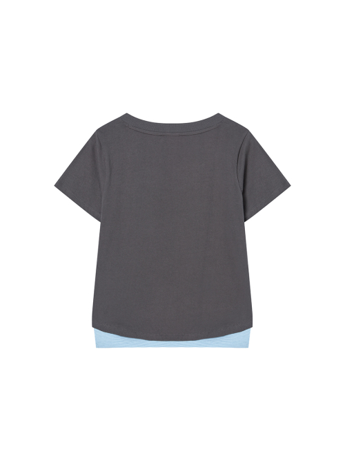 ZIPPER HEART TEE CHARCOAL