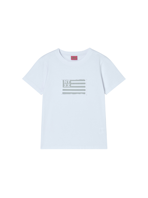 NYX FLAG APLIQUE TEE WHITE
