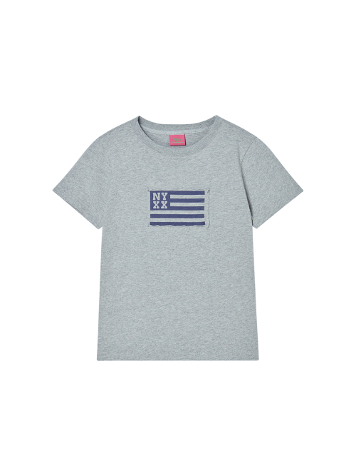 NYX FLAG APLIQUE TEE GREY