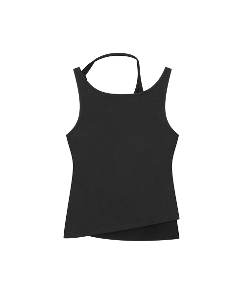 Twist string layered sleeveless BLACK