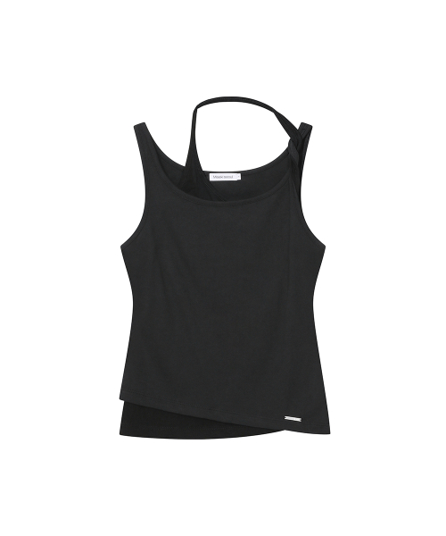 Twist string layered sleeveless BLACK