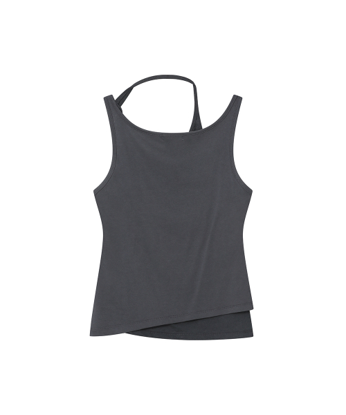Twist string layered sleeveless CHARCOAL