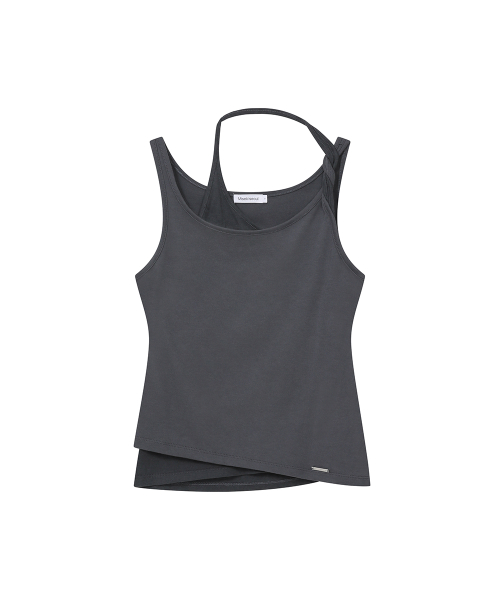 Twist string layered sleeveless CHARCOAL