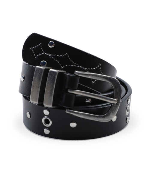 XTA115 크로스 스터드 레더 벨트 (BLACK)