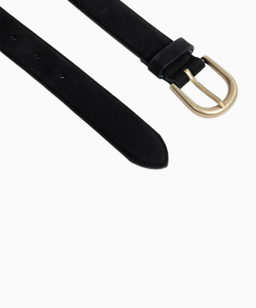 Suede Leather Minimal Belt BLACK