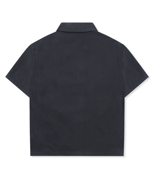 XTS044 러버 아플리케 크롭 셔츠 (BLACK)