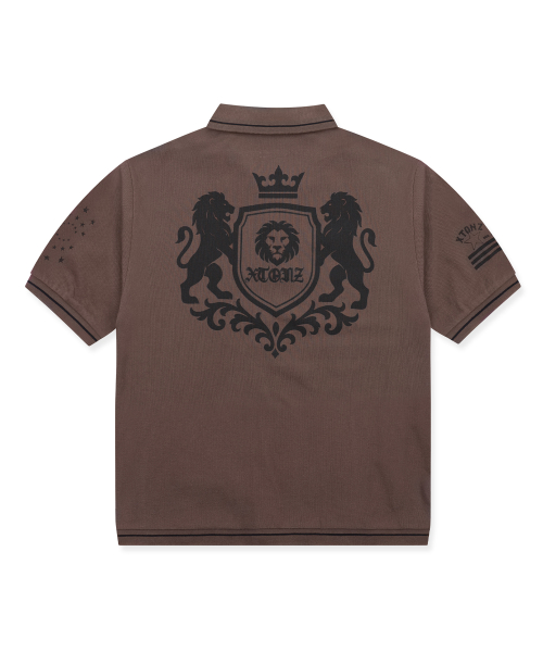 XTT161 크레스트 피케 티셔츠 (BROWN)