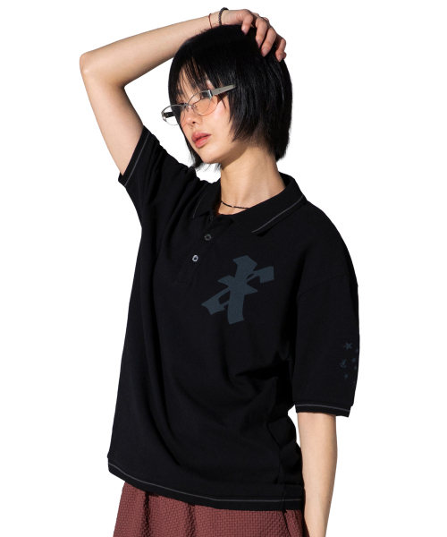 XTT161 크레스트 피케 티셔츠 (BLACK)