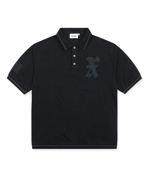 XTT161 크레스트 피케 티셔츠 (BLACK)