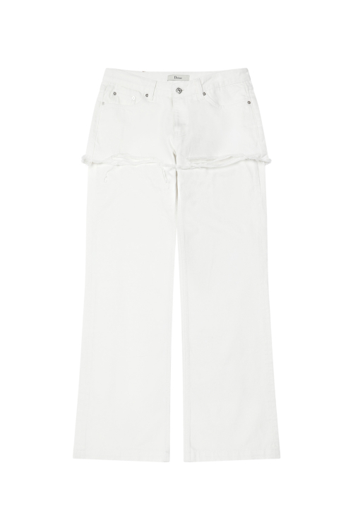 LAYERED SEMI BOOTSCUT DENIM PANTS IN WHITE