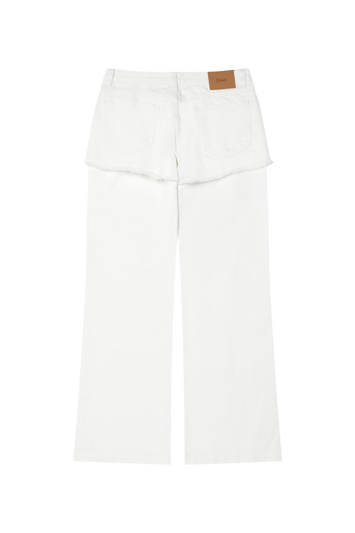 LAYERED SEMI BOOTSCUT DENIM PANTS IN WHITE