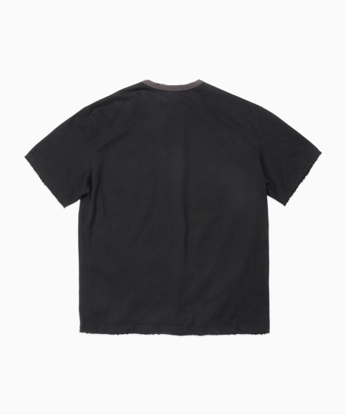 Vintage Destroyed Ringer Tee BLACK