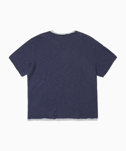 Cut-off Layered Slub T-shirt NAVY