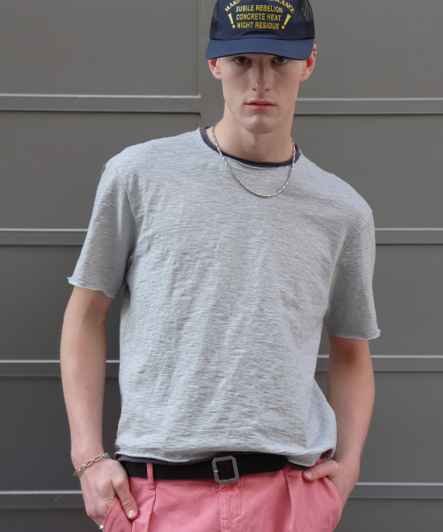 Cut-off Layered Slub T-shirt GREY