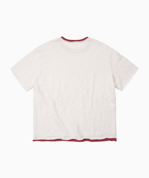Cut-off Layered Slub T-shirt ECRU