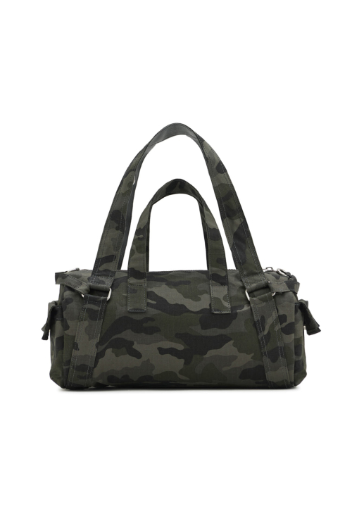 EYELET CAMOUFLAGE MINI DUFFLE BAG IN CHARCOAL