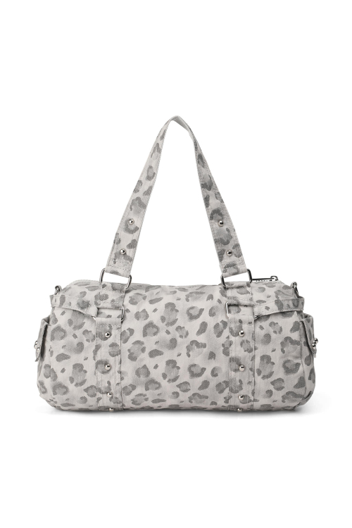 LOGO DUFFLE MINI BAG IN LEOPARD GREY