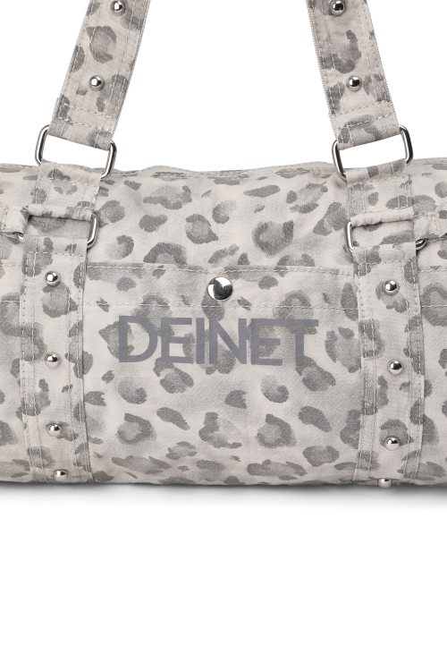 LOGO DUFFLE MINI BAG IN LEOPARD GREY