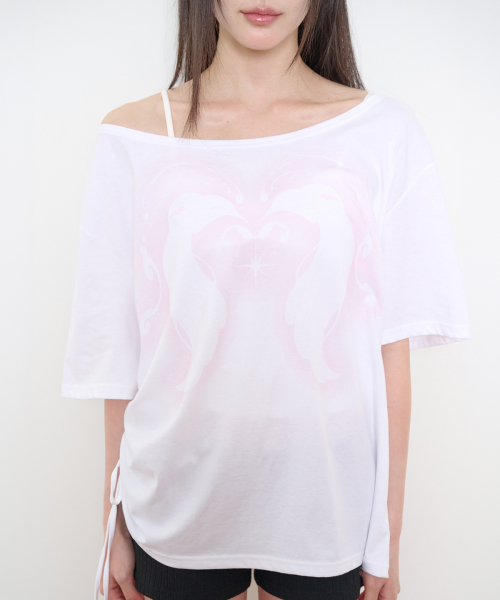 SAESO ANGEL OFF SHOULDER T-SHIRT WHITE