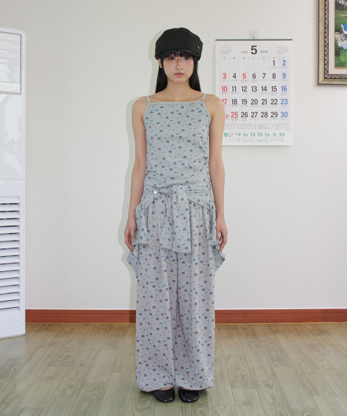 BETTY BOOP PATTERN LACE SQUARE SLEEVELESS GREY