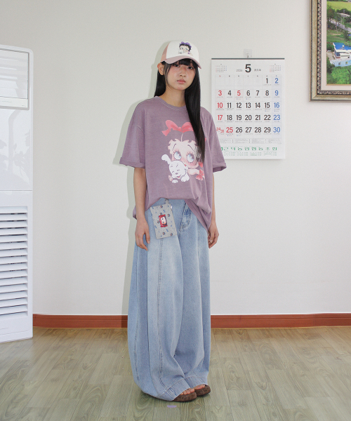 BETTY BOOP PIGMENT RIBBON OVER FIT T SHIRT PURPLE