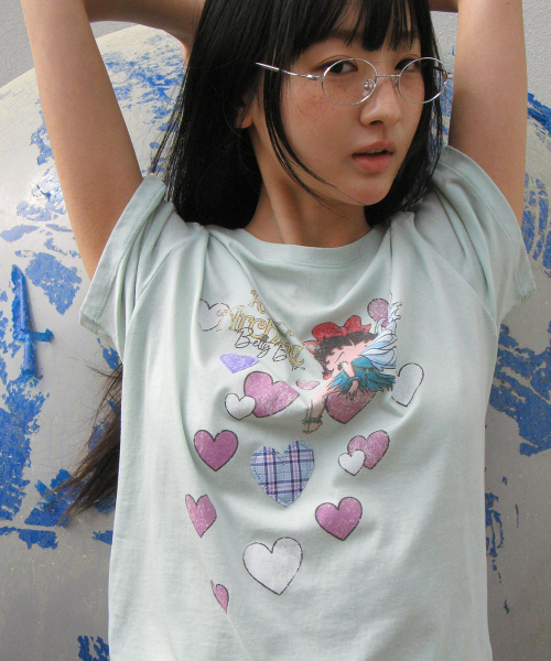 BETTY BOOP FAIRY HEART APPLIQUE BASIC FIT T SHIRT MINT