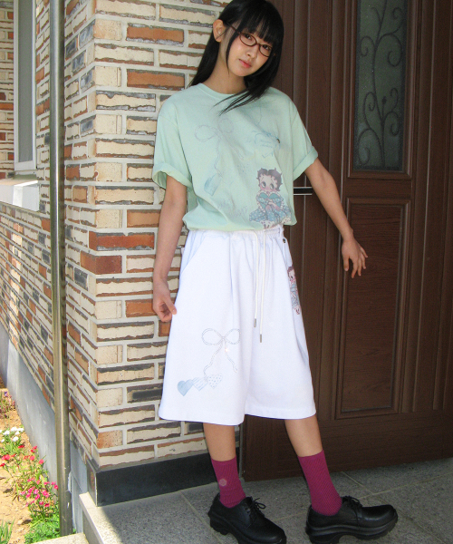 BETTY BOOP DREAMY RIBBON OVER FIT T SHIRT MINT