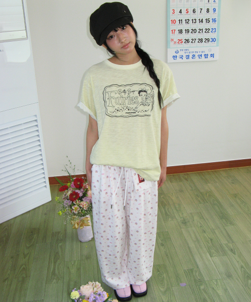 BETTY BOOP FAIRY SLUB BASIC FIT T SHIRT SOFT YELLOW