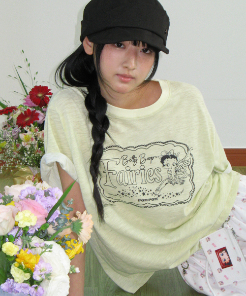 BETTY BOOP FAIRY SLUB BASIC FIT T SHIRT SOFT YELLOW