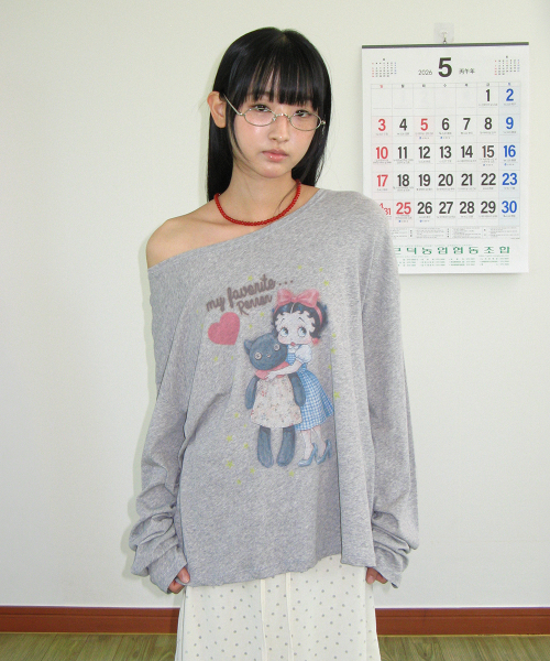 BETTY BOOP CAT PLUSH LONG SLEEVE GREY