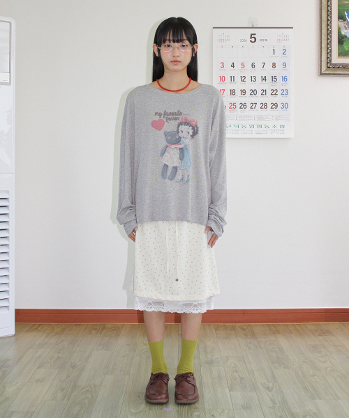 BETTY BOOP CAT PLUSH LONG SLEEVE GREY