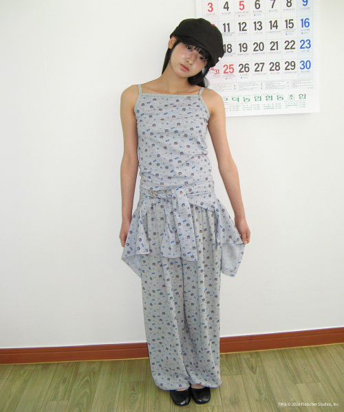BETTY BOOP PATTERN SLIM CARDIGAN GREY