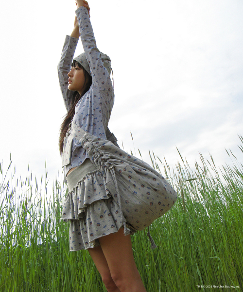 BETTY BOOP PATTERN SLIM CARDIGAN GREY