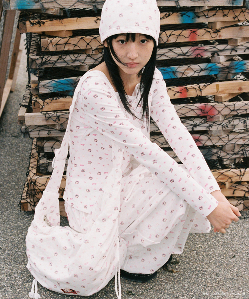 BETTY BOOP PATTERN SLIM CARDIGAN WHITE