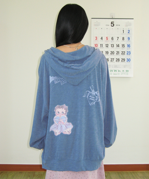 BETTY BOOP DREAMY RIBBON HOODIE ZIP UP BLUE
