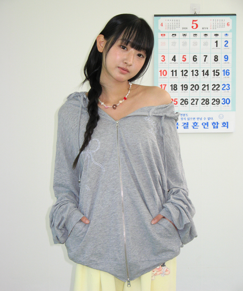 BETTY BOOP DREAMY RIBBON HOODIE ZIP UP GREY
