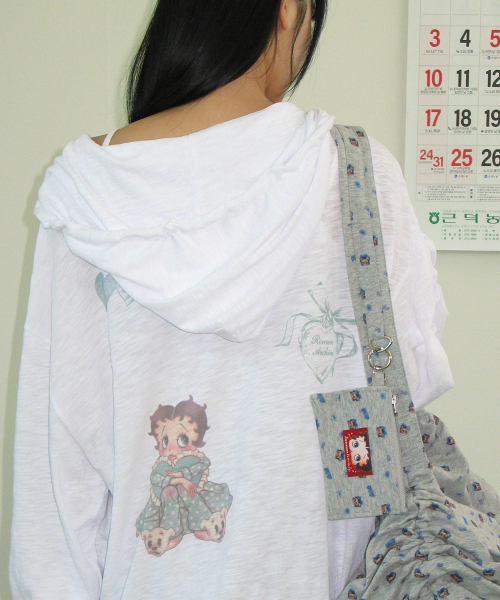 BETTY BOOP DREAMY RIBBON HOODIE ZIP UP WHITE
