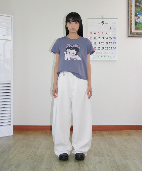 BETTY BOOP HEART POCKET DENIM WHITE