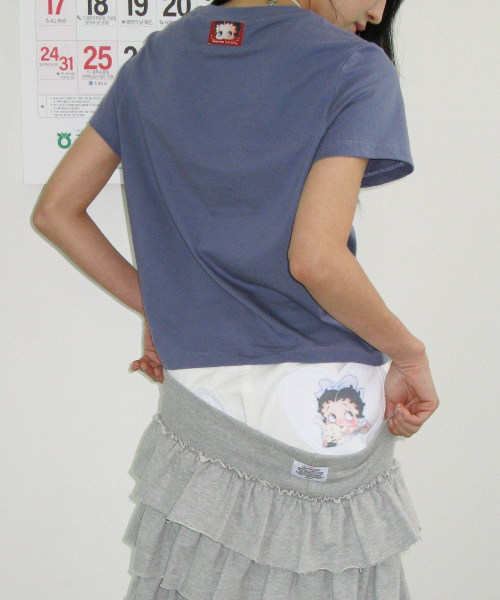 BETTY BOOP HEART POCKET DENIM WHITE