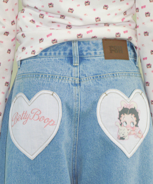 BETTY BOOP HEART POCKET DENIM LIGHT BLUE