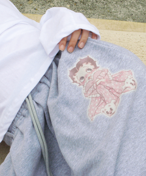 BETTY BOOP DREAMY RIBBON SWEAT BERMUDA PANTS GREY