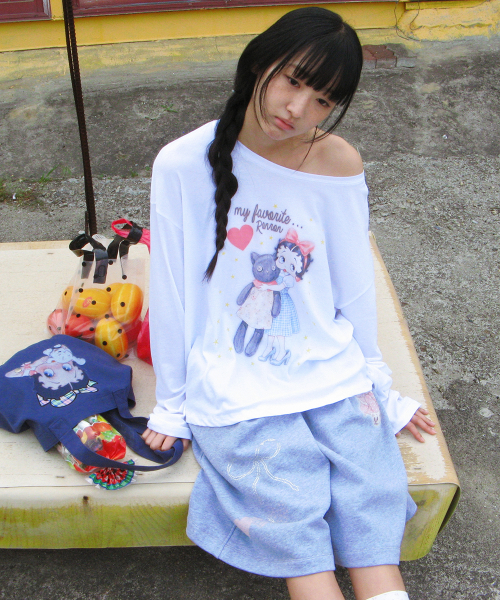 BETTY BOOP DREAMY RIBBON SWEAT BERMUDA PANTS GREY
