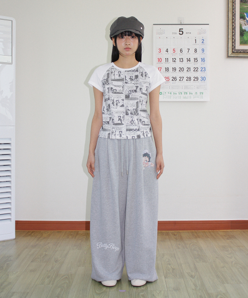 BETTY BOOP LETTERING SWEAT JOGGER PANTS GREY