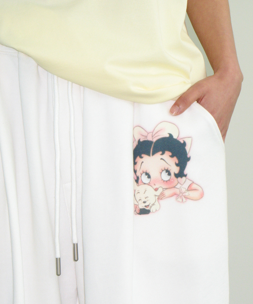 BETTY BOOP LETTERING SWEAT JOGGER PANTS WHITE
