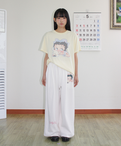 BETTY BOOP LETTERING SWEAT JOGGER PANTS WHITE