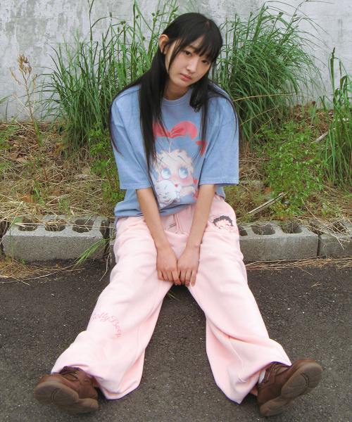 BETTY BOOP LETTERING SWEAT JOGGER PANTS SOFT PINK