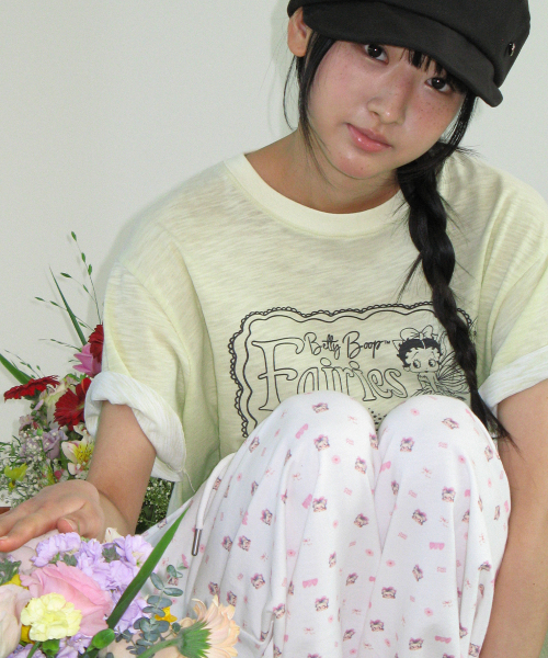 BETTY BOOP PATTERN SWEAT JOGGER PANTS WHITE