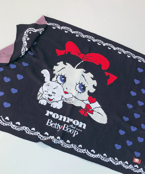 BETTY BOOP HEART LACE BLANKET NAVY