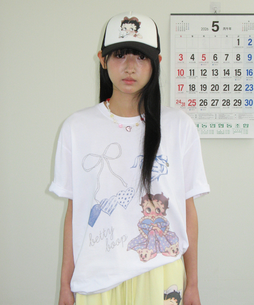 BETTY BOOP RIBBON MESH BALL CAP BLACK
