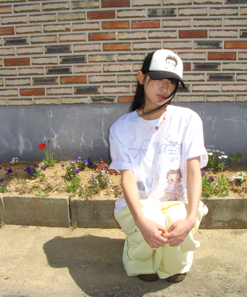 BETTY BOOP RIBBON MESH BALL CAP BLACK